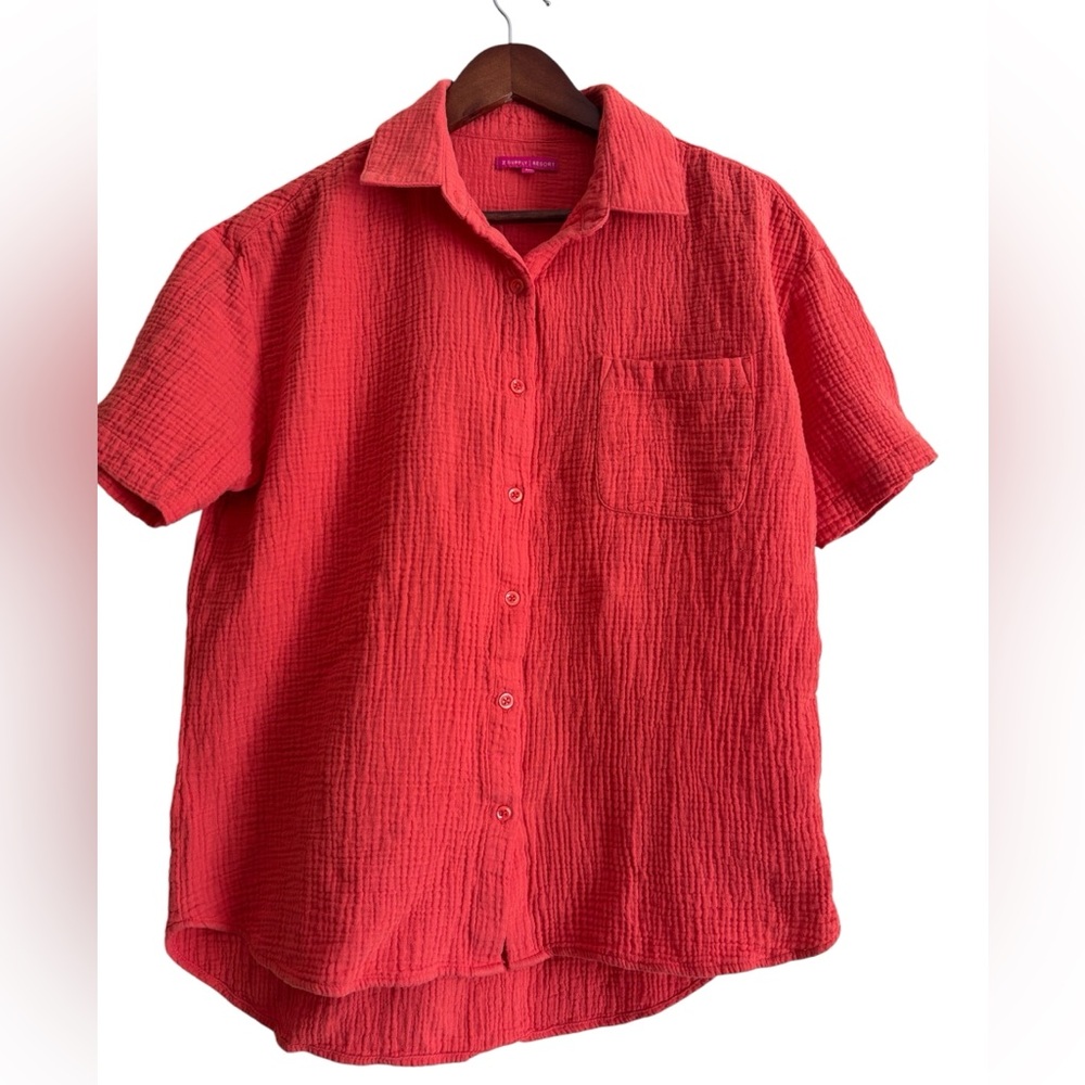 Z Supply, Cotton Gauze Button-front Top, Terracotta, Med, EUC
